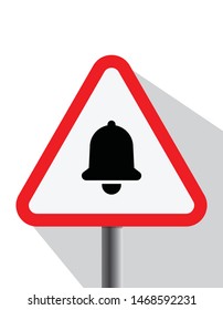 warning sign, bell, vector illustration 