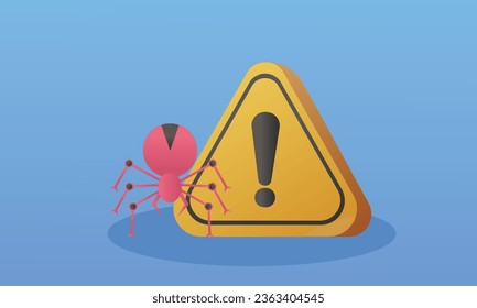 Warning sign Beware of computer viruses.on blue background.Vector Design Illustration.