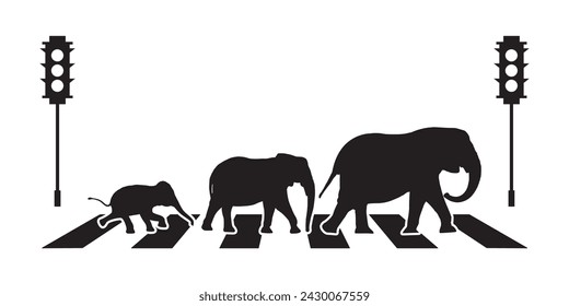 warning sign beware elephant. cross the road
