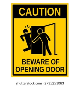 Warning sign beware of opening door
