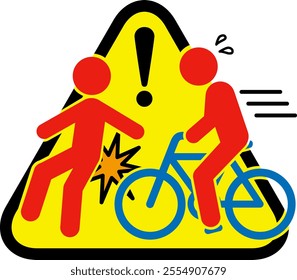 The warning sign for bicycle collisions