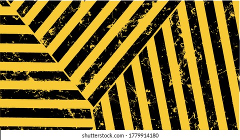 warning sign with black stripes on yellow background.