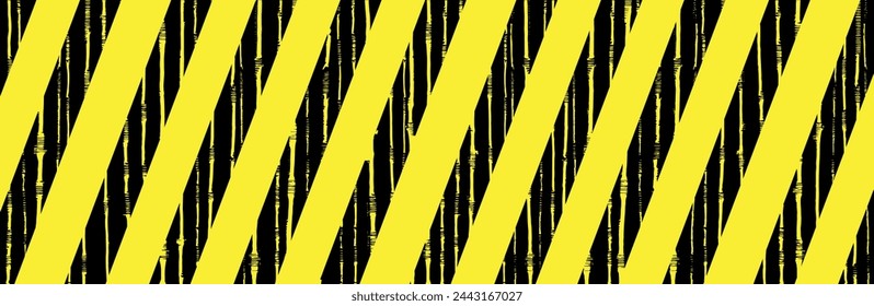 warning sign with black stripes on yellow background.