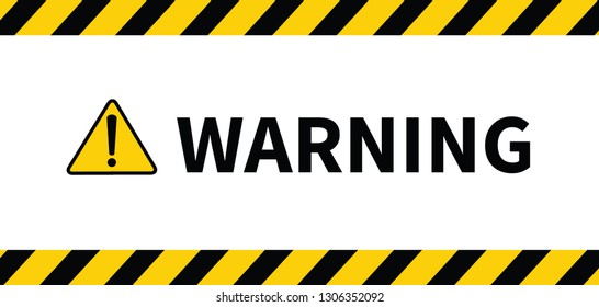 Warning sign. Black and yellow line striped. Vector illustration