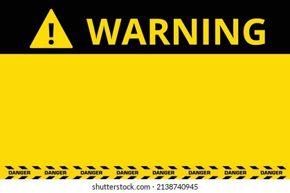 warning sign, black and yellow vector template,  Construction concept, vector illustration. 