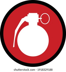 una señal de advertencia para bombas y granadas de mano. 