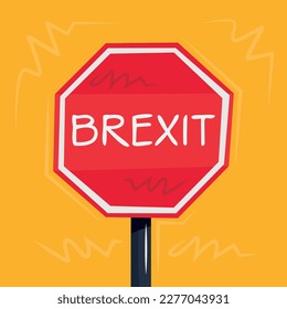 Signo de advertencia (Brexit), ilustración vectorial.