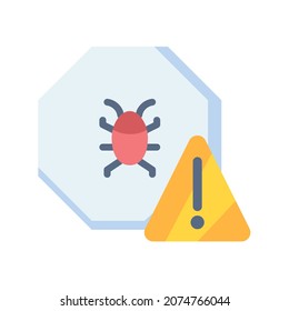 warning sign bug alert danger single isolated icon with flat style