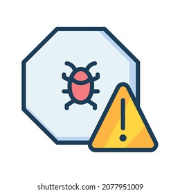 warning sign bug alert danger single isolated icon with filled line style