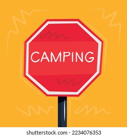 Warning sign (Camping), vector illustration.