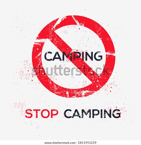Warning sign\
(Camping), vector\
illustration.	