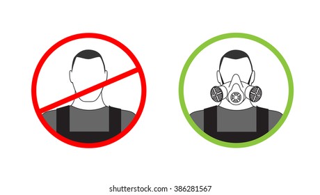 Warning sign can not get to work without a respirator
