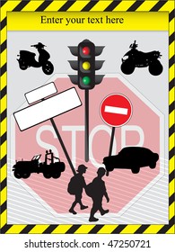 warning sign card or wallpaper for school slow down