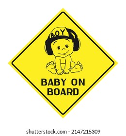 Warning Sign Caution Child In The Car. Sign For Car Rear Window