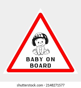 Warning Sign Caution Child In The Car. Sign For Car Rear Window