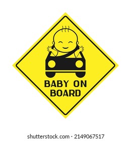 Warning Sign Caution Child In The Car. Sign For Car Rear Window