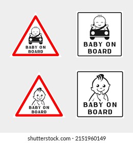 Warning Sign Caution Child In The Car. Sign For Car Rear Window