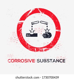 Warning Sign (caution Corrosive Substance), Vector Illustration.