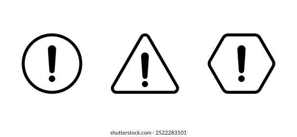 Warning sign, caution icon set in generic style