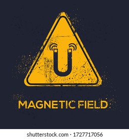 Warning sign (Caution magnetic field), vector illustration.