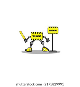 warning sign character mascot vector illustration