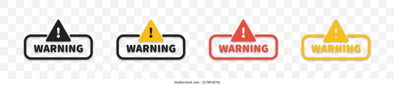 Warning sign collection. Vector isolated illustration. Attention or caution icon set. EPS 10.