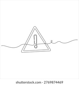 Warning sign continuous one line drawing minimal hazard alert symbol vector