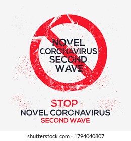 Warning sign (coronavirus second wave), vector illustration.	