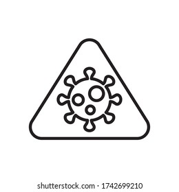 Warning sign with coronavirus symbol icon over white background, line style, vector illustration