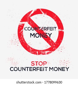 Warning Sign (counterfeit Money), Vector Illustration.	