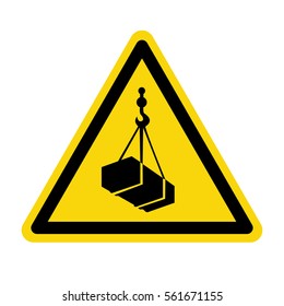 Warning sign for crane, vector, Illustration