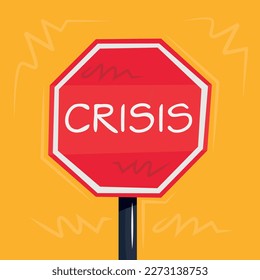 Warning sign (Crisis), vector illustration.