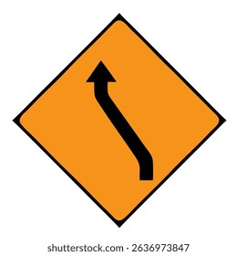 Warning Sign Curve Ahead Left isolated on white background.