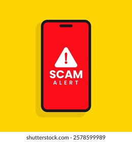 Warning sign for cyber threats, mobile phone scams and emergency system breaches