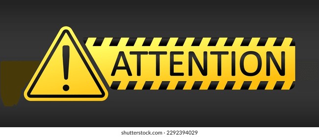 Warning sign, danger sign, caution sign, attention sign. Warning signs with exclamation mark.