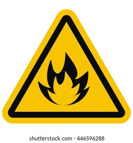 warning sign, danger of ignition, fire, vector illustration