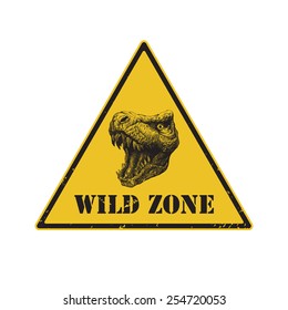 warning sign. danger signal with dinosaur. vector eps 8