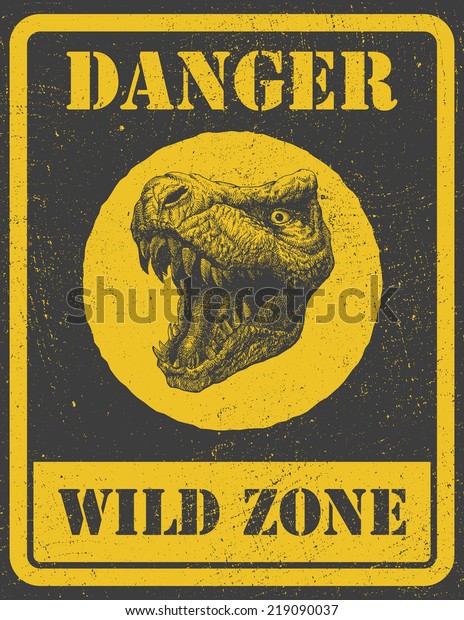 Warning Sign Danger Signal Dinosaur Vector Stock Vector (Royalty Free ...
