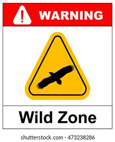 warning sign. danger signal with eagle. vector symbol of bird silhouette in yellow triangle.