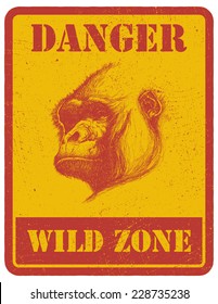 warning sign. danger signal with gorilla eye. eps8