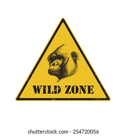 warning sign. danger signal with gorilla eye. eps8