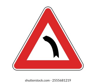 Warning Sign for Dangerous Curves, Featuring Red Triangle and Black Winding Road Symbol, Indicating Multiple Sharp Turns Ahead, Available as a Vector File