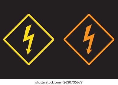 Warning sign. Dangerous electrical voltage icon set. High voltage sign. High voltage sign set, danger of electricity icons. 