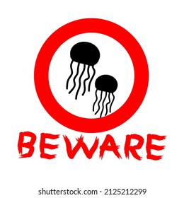 Warning sign for dangerous jellyfish