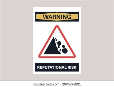 A warning sign depicting reputational risks and their consequences, throwing rocks at someone's career