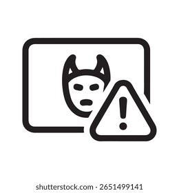 Warning sign with devil face and exclamation mark alert danger
