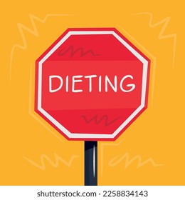 Warning sign (Dieting), vector illustration.