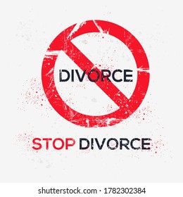 Warning sign (divorce), vector illustration.	