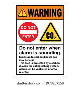 Warning Sign Of Do Not Enter The Room When Alarm Is Sounding. Industrial Safety Signage Board Template.