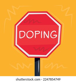 Signo de advertencia (dopaje), ilustración vectorial.